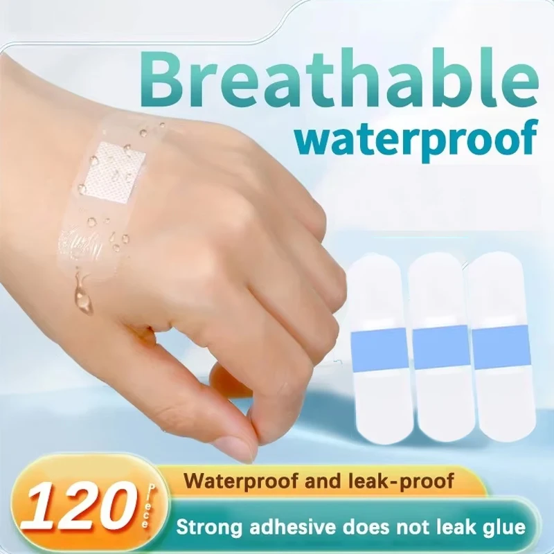120 Stück wasserdichte Pflaster, transparent, unsichtbar, blutstillend, atmungsaktiv, verschleißfest Image