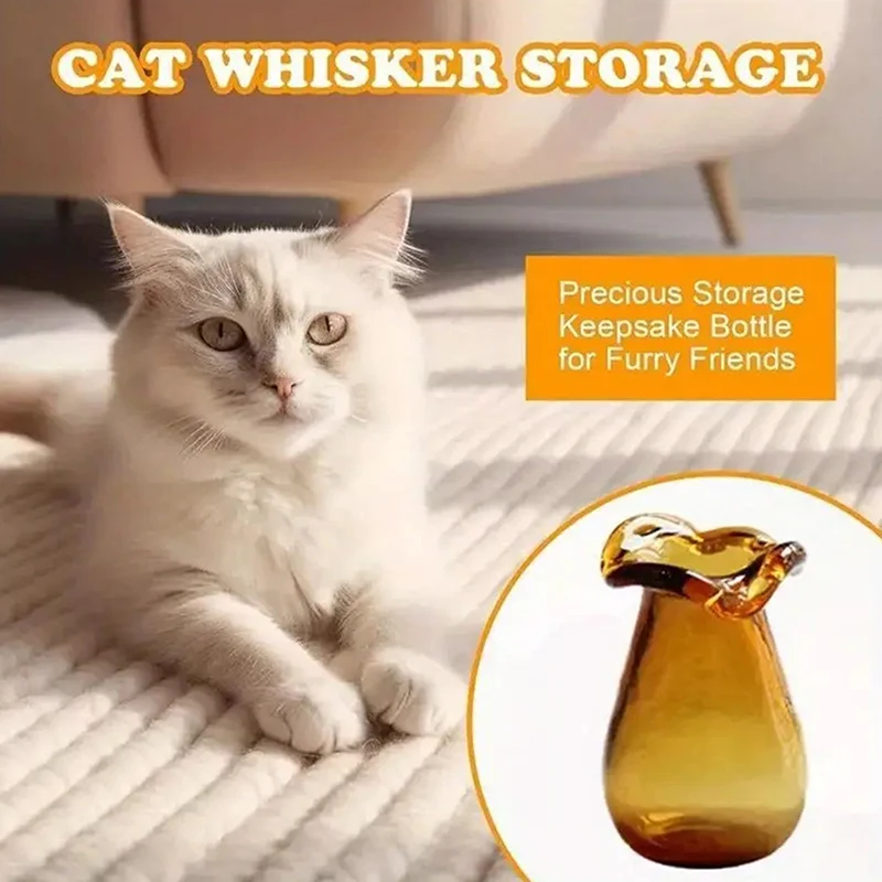 2 Stück Glas-Katzen-Schnurrhaar-Vase, Mini-Vase für Katzen-Schnurrhaare, Miniatur-Vase, kleine Vase für Dekor, Katzen-Schnurrhaar-Halter, Heimdekoration Image