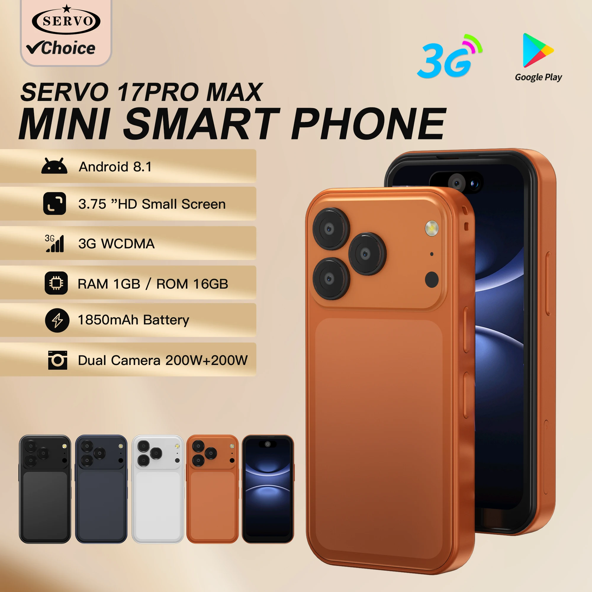 17PRO MAX Mini Android Smartphone 3G Network Dual SlM 3.75