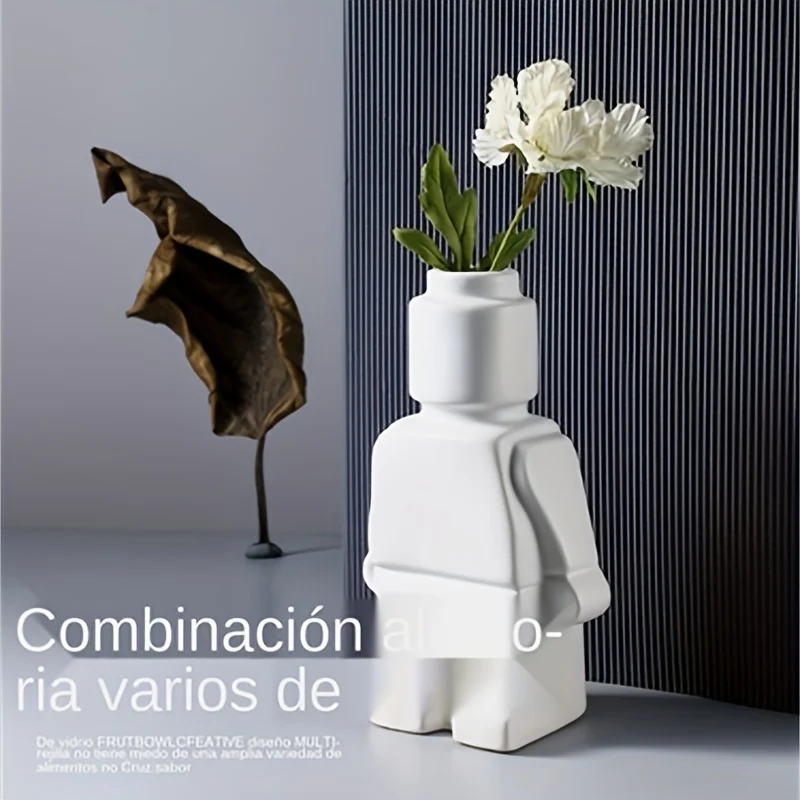 Nordic Stil Keramik Roboter Vase Innen Blumentopf Moderne Home Interior Dekoration Weiße Waren Dekoration Büro Schreibtisch Dekoration