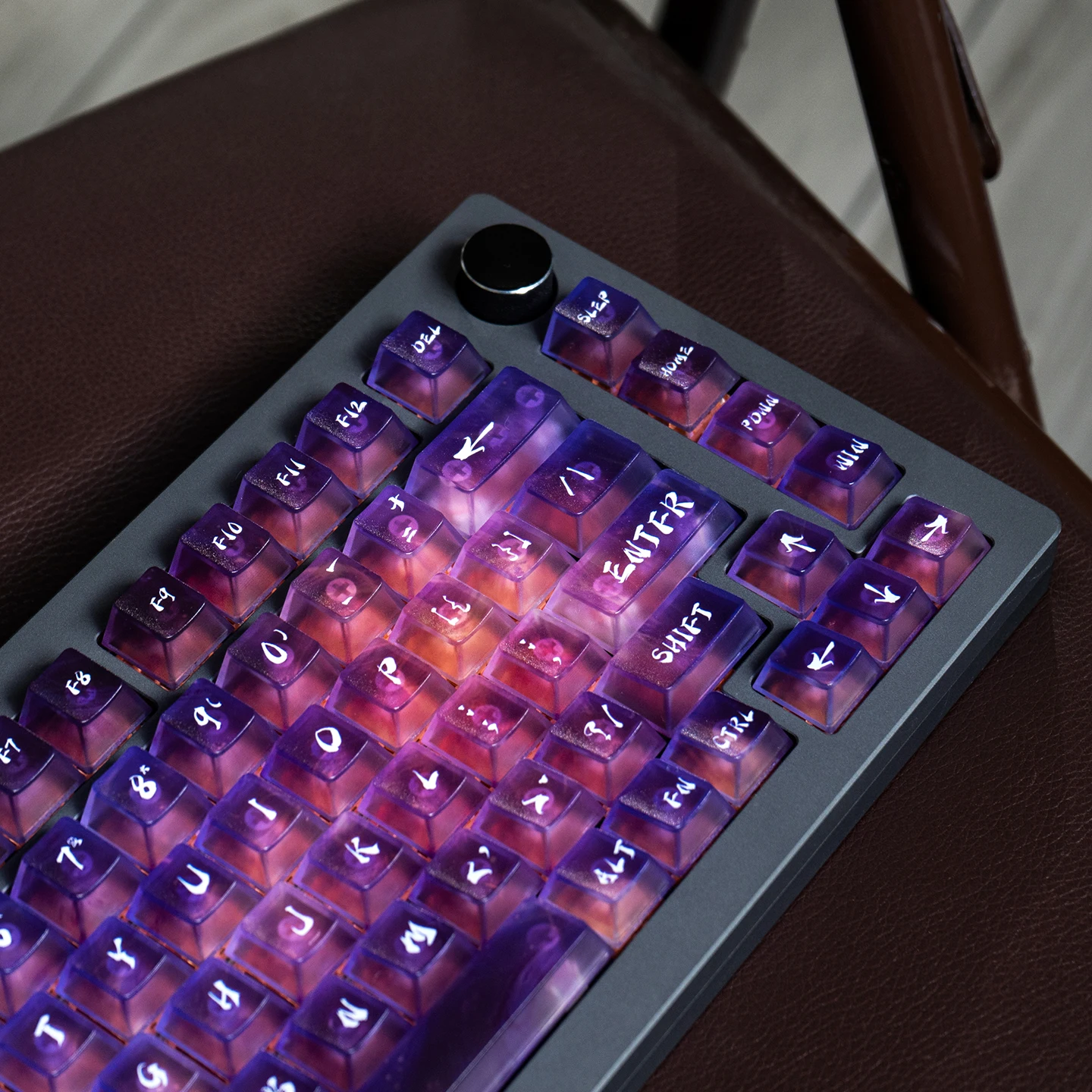 Neon Gradient Theme Tastenkappen Set PC Transparente Tastenkappen Kirschprofil Tastaturkappen für mechanisches Tastaturzubehör Image