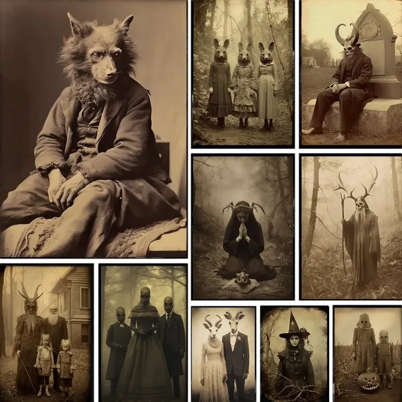 Dark Academia Art Grotesque Poster Drucke Gothic Geist Hexe Monster Dämon Teufel Leinwand Malerei Wand Kunst Home Decor Ungerahmt Image