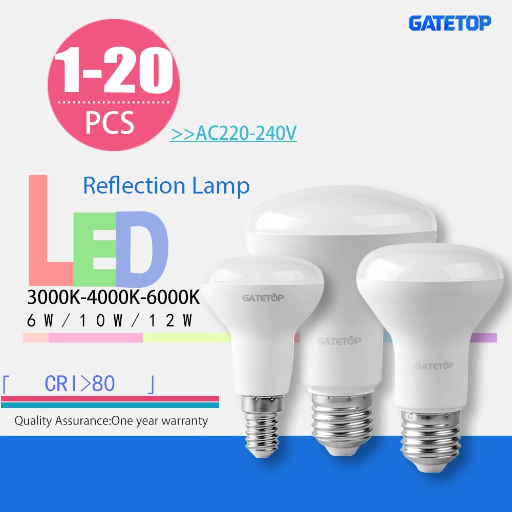 1-20 Stück LED-Birne E27 E14 R50 R63 R80 Badlampe Pilzbirne AC 220 V 240 V 6 W 10 W 12 W nicht strobe warmweißes Licht 3000 K 6000 K