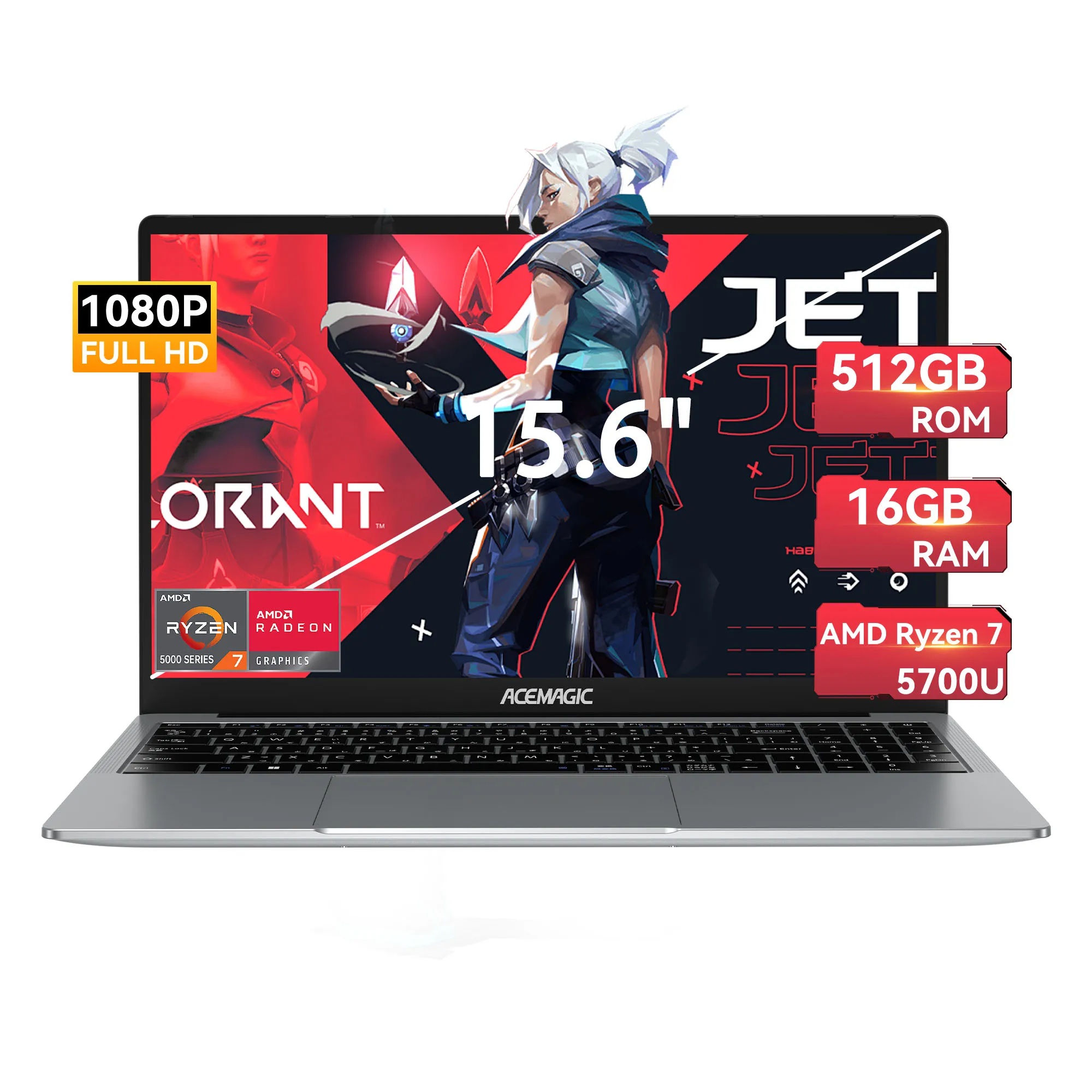 ACEMAGIC LX15Pro Laptop-Computer AMD Ryzen 7 5700U Windows-Laptop 15,6 Zoll IPS 16 GB DDR4 512 GB NVMe SSD Numerische Tastatur Image