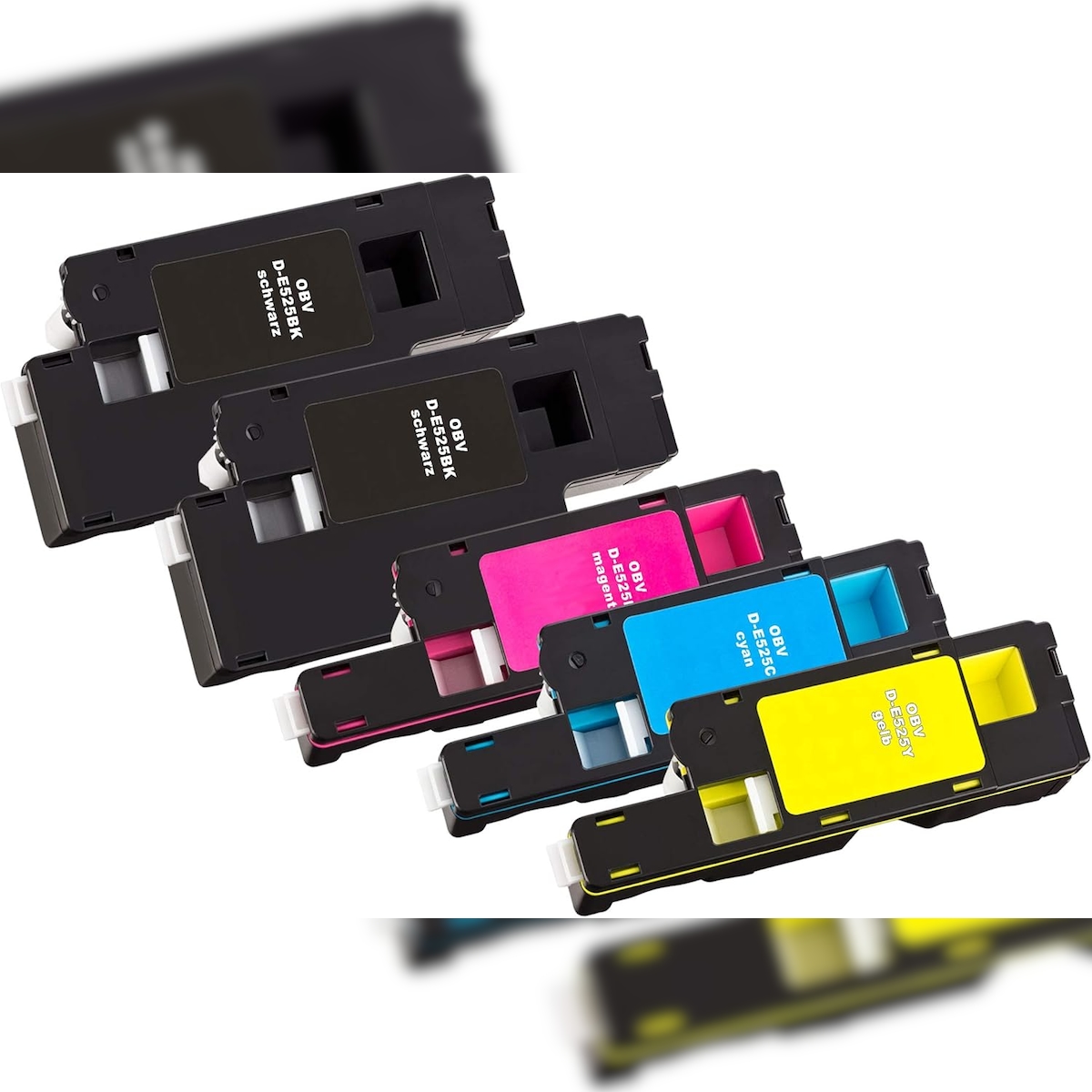 OBV Toner Set 2x Schwarz 1x Cyan 1x Magenta 1x Gelb kompatibel zu Dell E 525 w - Ersetzt 593-BBLN 593-BBLL 593-BBLZ 593-BBLV - 2000/1400 Seiten Image
