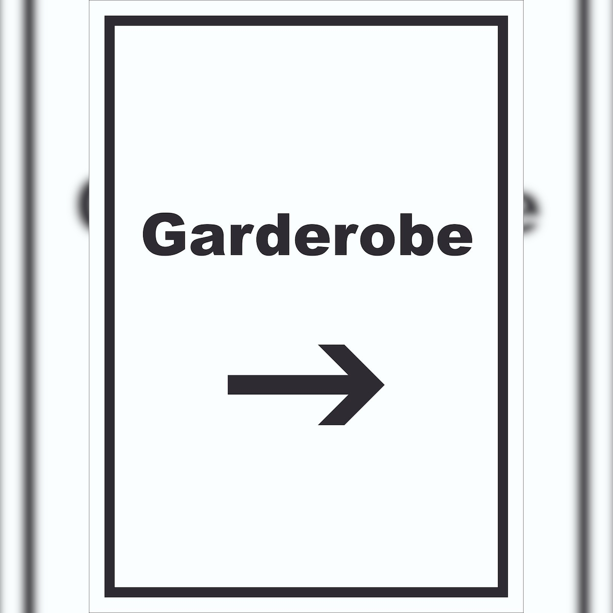 HB-Druck Garderobe Schild mit Text Richtungspfeil rechts Kleidung aufbewahren hochkant A0 Rückseite selbstklebend Image