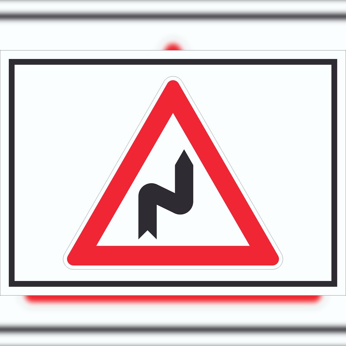 HB-Druck Schild Achtung Doppelkurve rechts Symbol A1 Rückseite selbstklebend Image