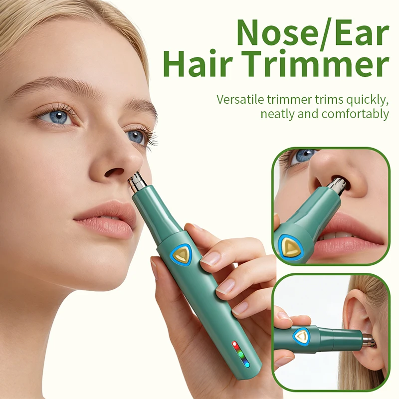 Elektrischer Ohr- und Nasenhaarschneider, wiederaufladbar, Dual-Edge-Klingen, professioneller schmerzloser Nasenhaarschneider für Unisex Image