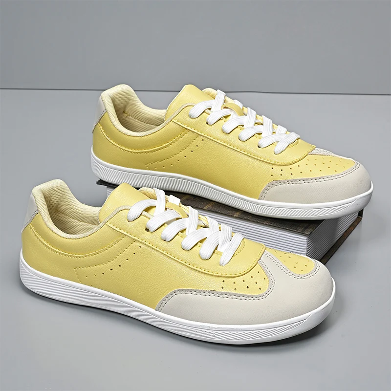 Modische gelbe Wanderschuhe, Unisex, breite Zehenpartie, Barfuß-Turnschuhe für Herren, bequemes Leder, lässige Sportschuhe für Männer und Frauen, große Größe 47