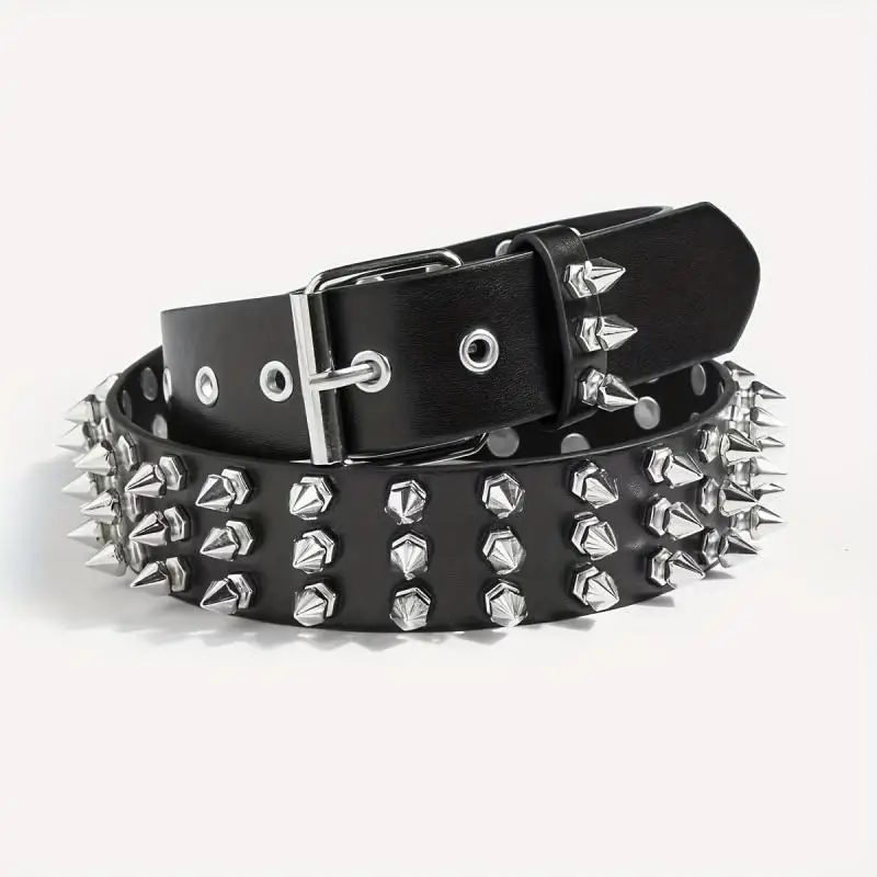 Männer Mode Punk Gothic Nieten Gürtel schwarz weiß weiches Leder Nieten Gürtel Designer Spikes Bund Damen Dornschließe Strapon