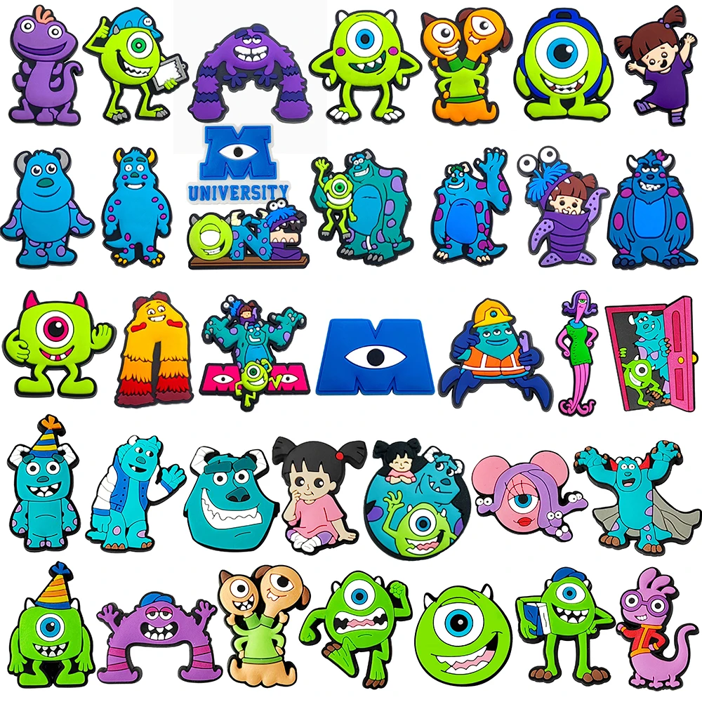 16-36 Stück Disney Monsters Universität Schuhe Charms Cartoon Clog Sandale Garten Schuh Dekoration Zubehör Pins Kinder Party Geschenke