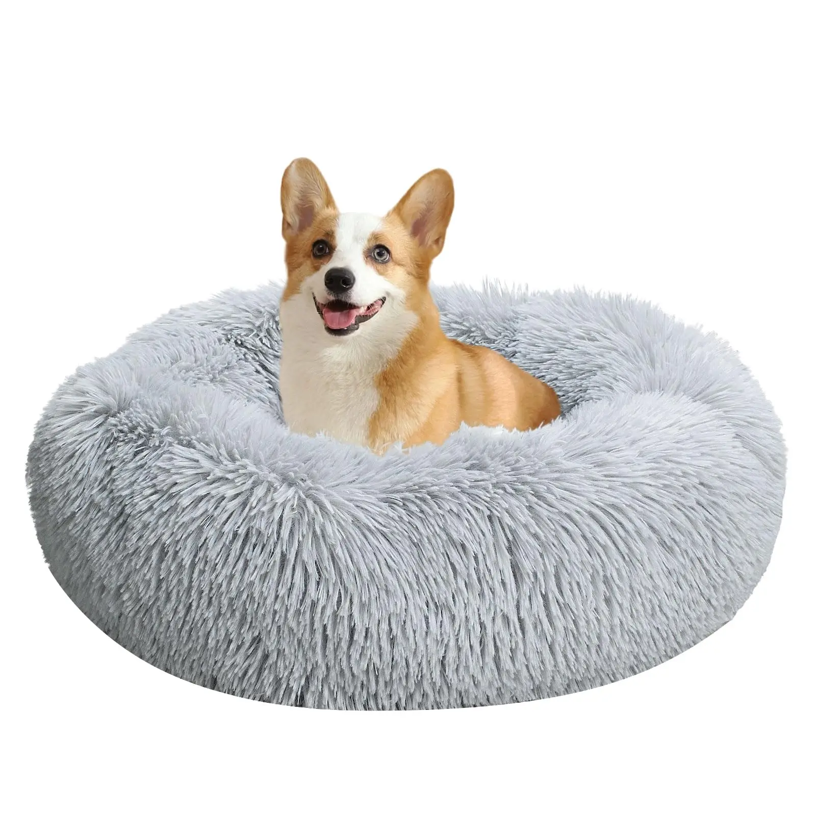 Flauschiges Plüsch-Hundekatzenbett, superweiches Katzenbett, langes Plüsch-saisonliches Universal-Dekoration, 40–70 cm, rundes Haustierbett für großes Hundebett Image