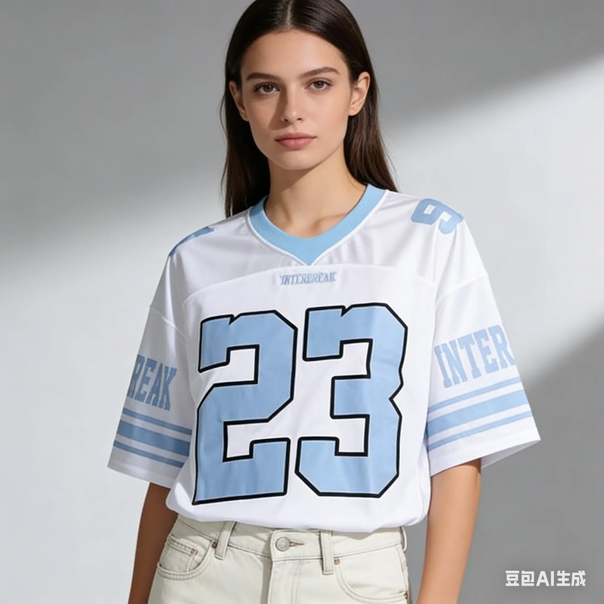 2026 neue Heiße frauen Sommer Y2K Mode Casual Shirt Straße Retro Hip Hop 23 Drucken V-nekc Lose atmungsaktive T-shirts Jersey Tops