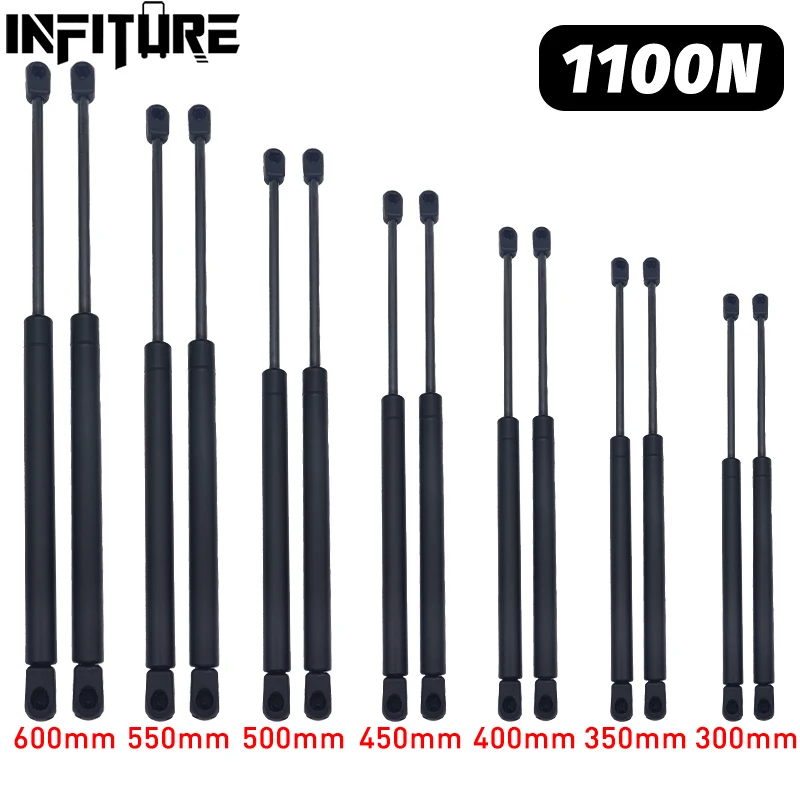 2 stücke 300/350/400/450/500/550/600mm 1100N Auto Gasdruckfedern Frühling Schocks Lift Unterstützt RV Windows Lagerung Dämpfer Camper Zurück Fenster Image