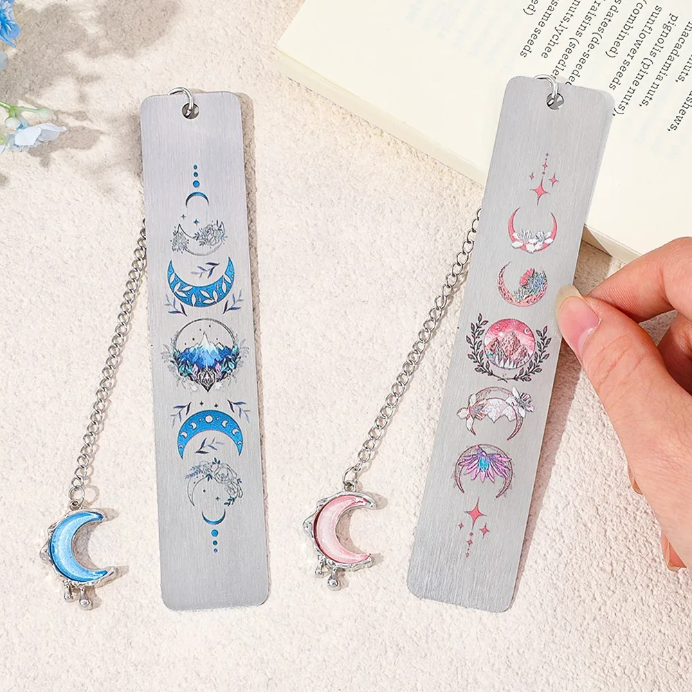Acotar Lesezeichen Fantasy Mountain Moon Buch Charms mit Silberkette Mond Charms Student Schulbedarf