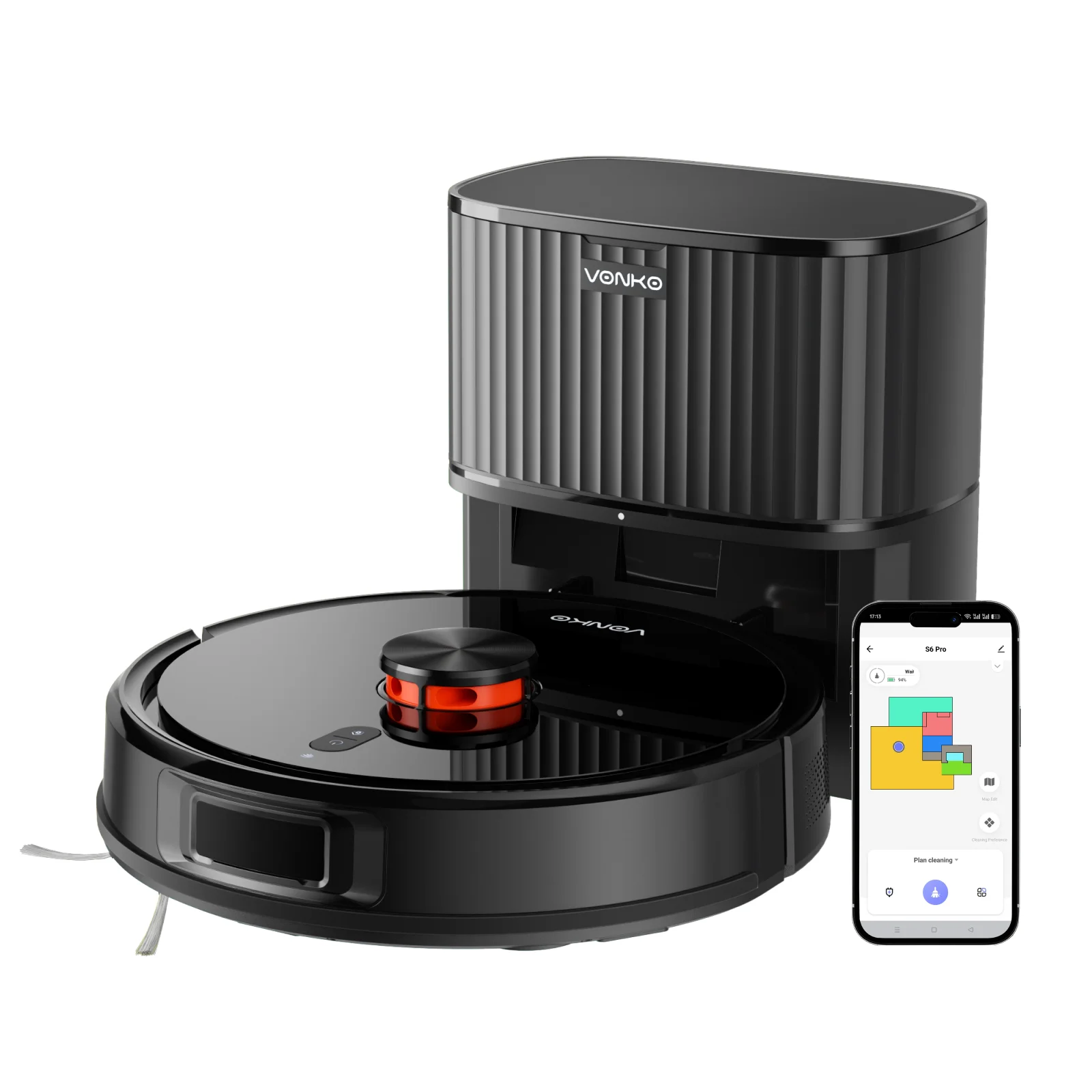 S6Pro Roboterstaubsauger, ausgestattet mit einem Lasernavigationssystem, unterstützt mehrstufige Bodenkartierung, Fernbedienung über APP, Image