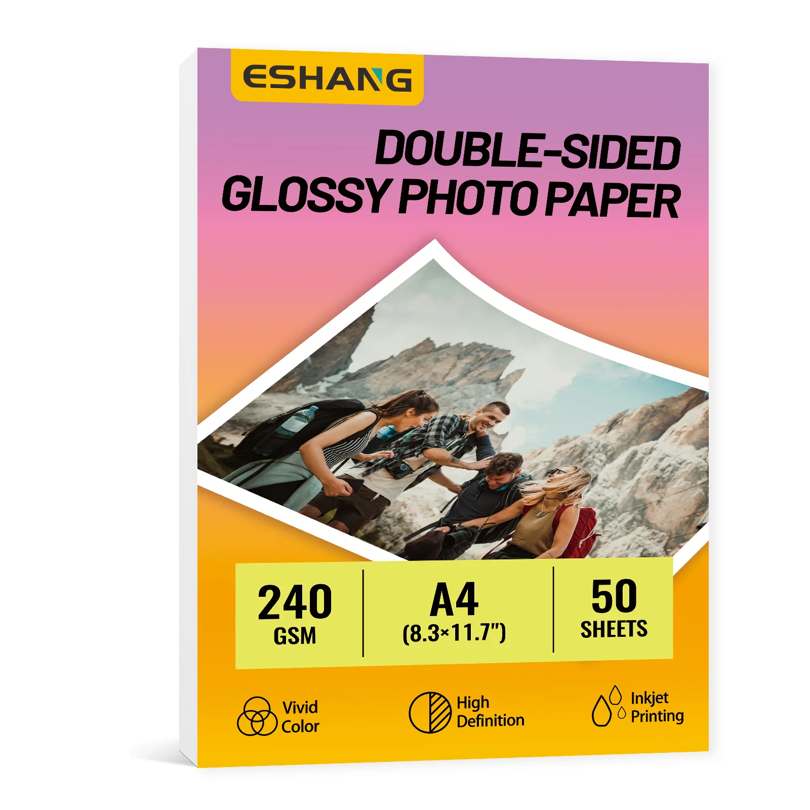 50 Blatt doppelseitiges, glänzendes A4-Fotopapier, 240 g/m2, hochwertiges doppelseitiges Druck- und Kopierpapier, geeignet für den Tintenstrahldruck Image