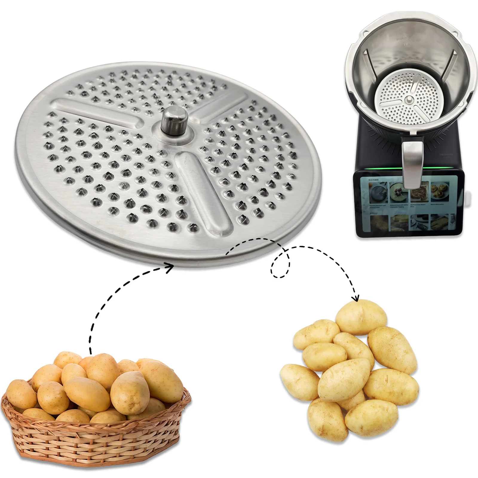 Edelstahl-Klingendeckelschäler für Vorwerk Thermomix TM7 TM6 TM5 – Effizienter Gemüse-Kartoffelschäler, Küchenzubehör Image