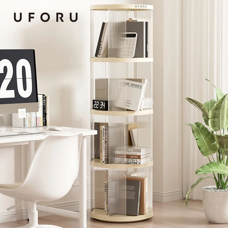 Uforu rotierendes Bücherregal 360-Grad-Bücherregal Netzwerk rot einfach Student Kinder Bilderbuch Lese bereich Wohnzimmer Boden Regal Image