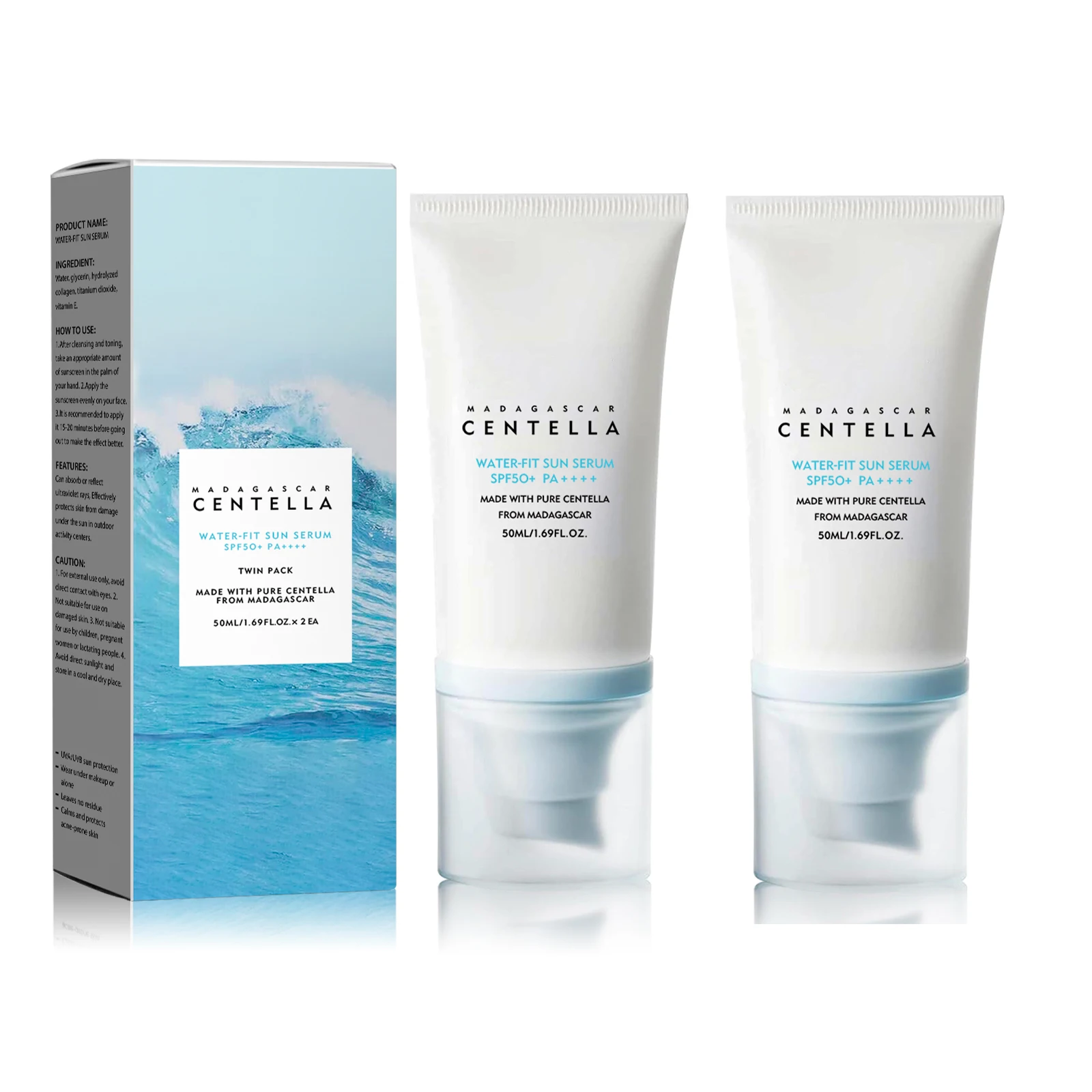 SPF50+ PA++++ Sonnenschutzcreme mit Centella – starker UV-Schutz, auf Wasserbasis, feuchtigkeitsspendend für Gesicht und Körper, sanfte Hautpflege Image
