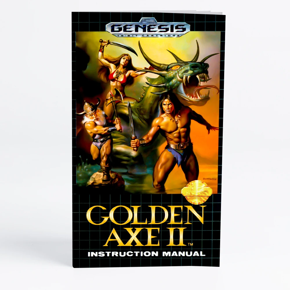 Retro Golden Axe II 16bit game cartridge for Sega Genesis Megadrive video game consoles