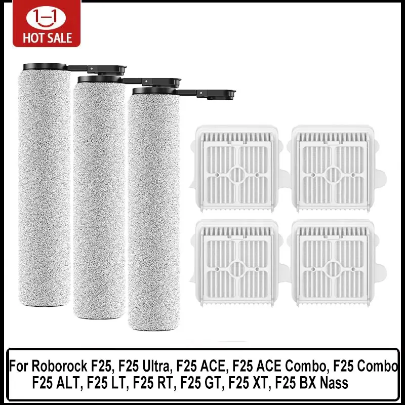 Roborock F25 ACE F25 Ultra, F25 Combo/ ALT/ LT/ RT/ GT/ XT/ BX Nass Rullo spazzola di ricambio per parti di aspirapolvere umidi e asciutti