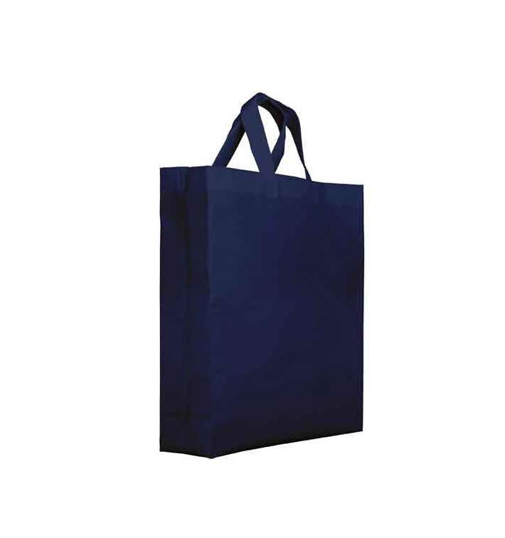 MONOUSO - Vliesstofftasche PREMIUM Kurzen Griffen Marinblau 25+10x30cm (25 Stück) Image
