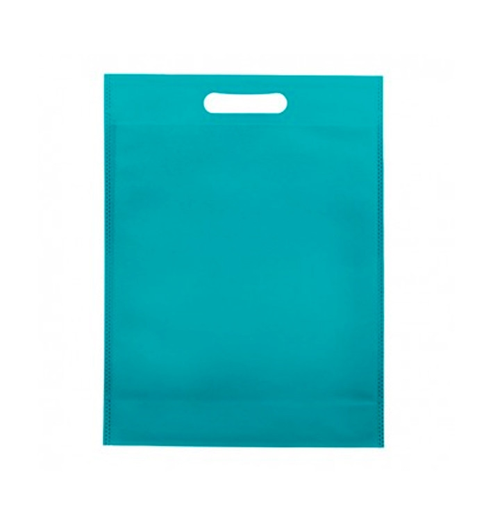 MONOUSO - Vliesstofftasche Gestanzten Griffen Aquamarinblau 30+10x40cm (200 Stück) Image
