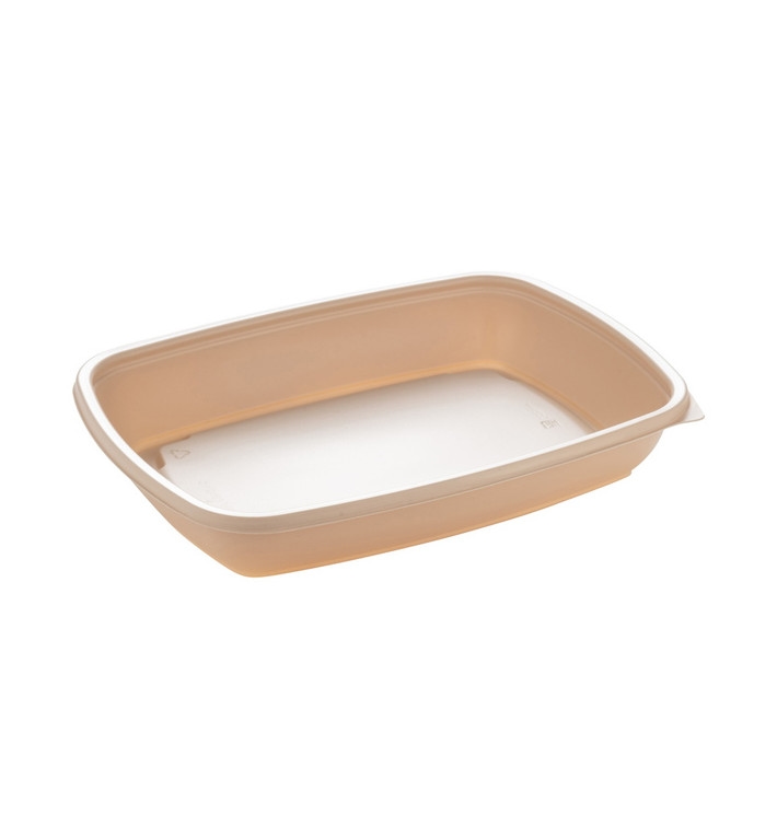 MONOUSO - Wiederverwendbare Plastikbehälter aus PP Creme 600ml 23x16,5cm (75 Stück) Image