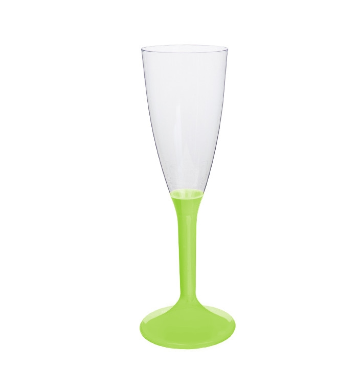 MONOUSO - Mehrweg Sektglas aus PS Fuß Grasgrün 120ml 2-teilig (20 Stück) Image