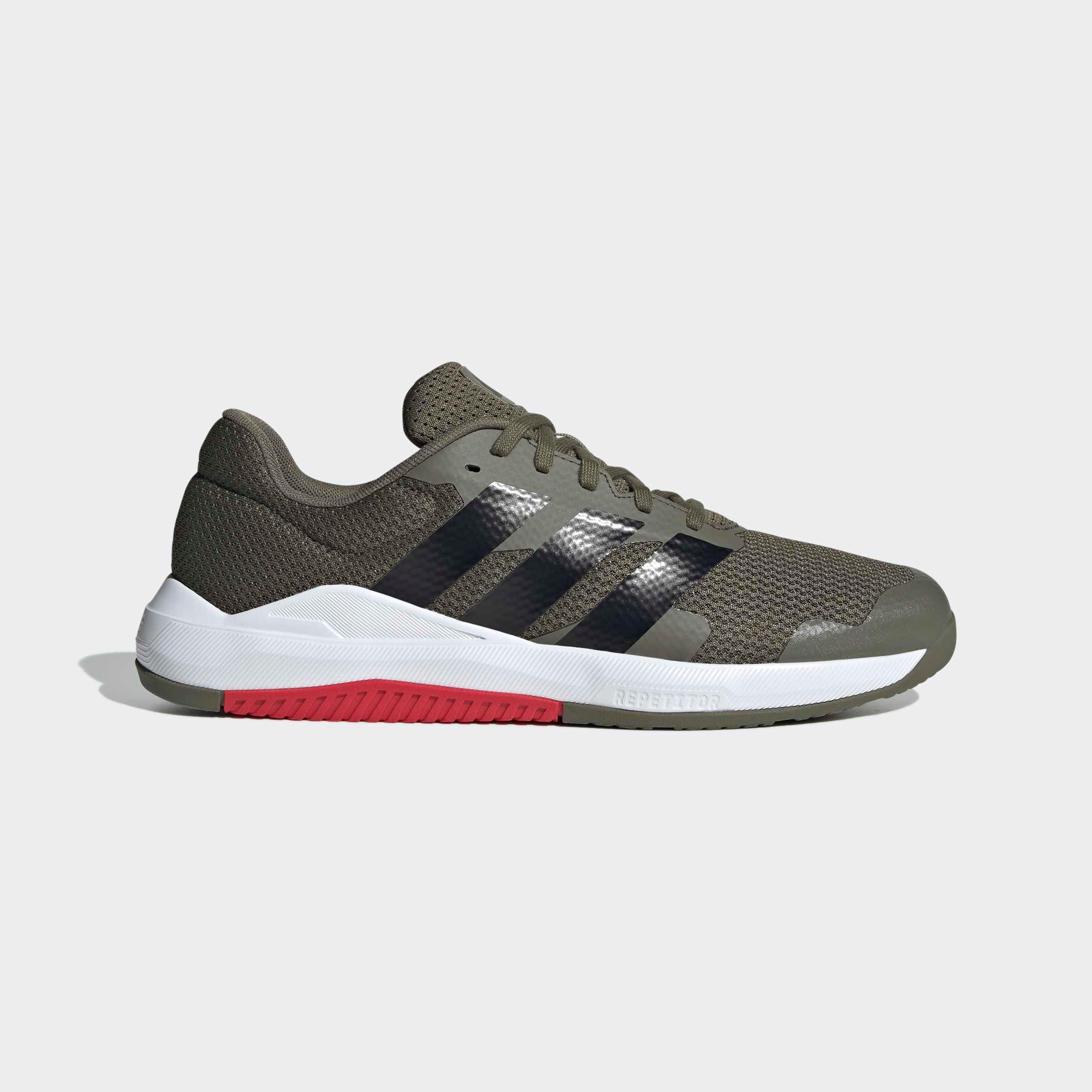 Trainingsschuh ADIDAS PERFORMANCE "DROPSET BASE", Damen, Gr. 44, olive strata, core schwarz, pure ruby, Textil, Schuhe