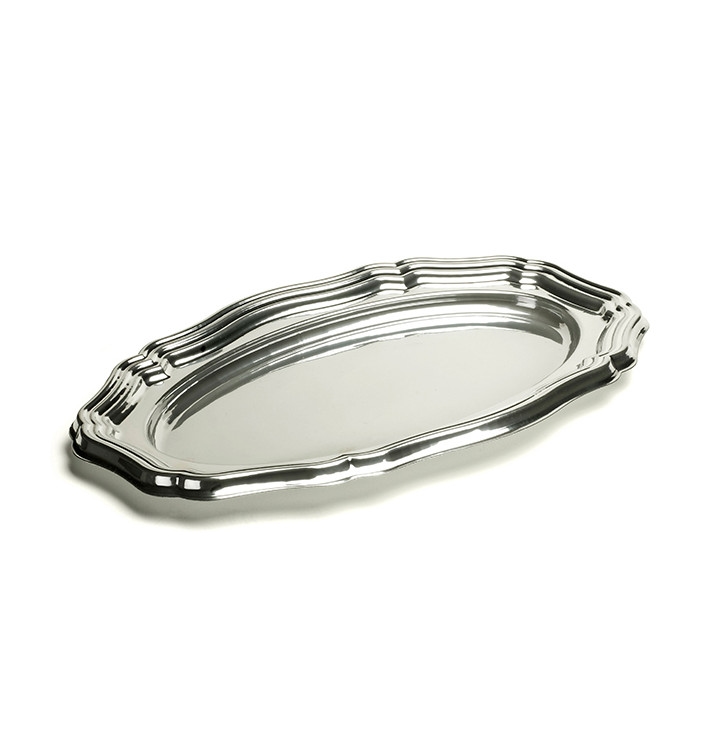 MONOUSO - Plastiktablett Oval Silber 58x30cm (5 Stück) Image