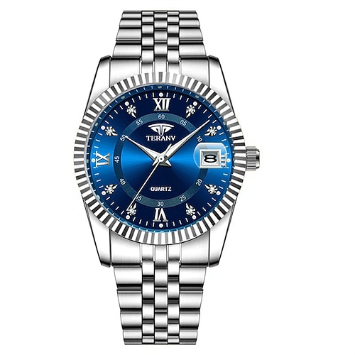 Montre homme élégante et originale, bracelet en alliage, style business, étanche IPX7, affichage lumineux de la date et du jour, mouvement à quartz, coffret.