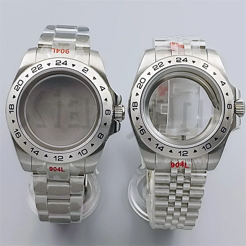 40mm Uhrengehäuse 24 Stunden feste Lünette Saphirglas massiv 904l Edelstahl Armband passen nh34 nh35 nh36 nh38 eta2824 pt5000 Image