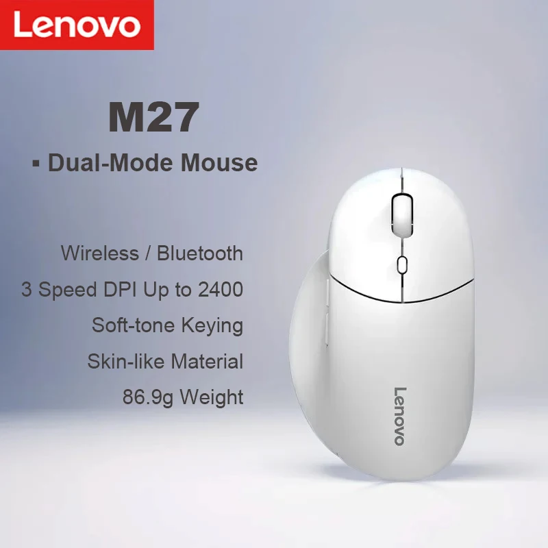 Lenovo M27 Ergonomisches Design der kabellosen Bluetooth-Maus. Leise Maus für friedliche Büroarbeiten Image