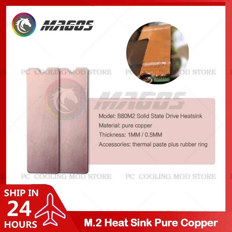 M.2 Kühlkörper aus reinem Kupfer, NVME NGFF M2 2280, Solid-State-Festplatte, B80 dünne Kühlkörperdichtung für Desktop-PC-Notebook Image