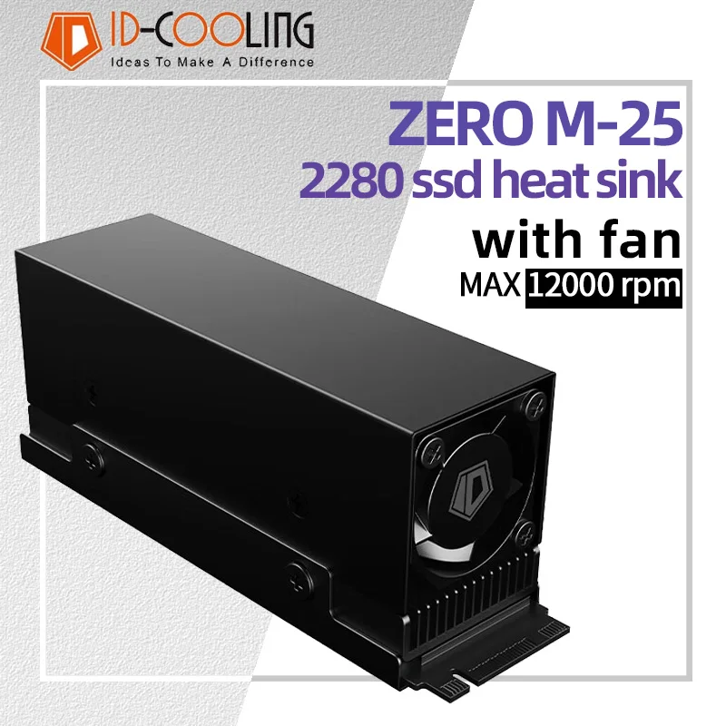 ID COOLING ZERO M25 M.2 Luftgekühlter Solid-State-Kühler mit luftgekühltem PWM-Lüfter mit 12.000 U/min für NGFF/NVME-Festplatten-Kühlkörper 2280 SSD-Kühler Image