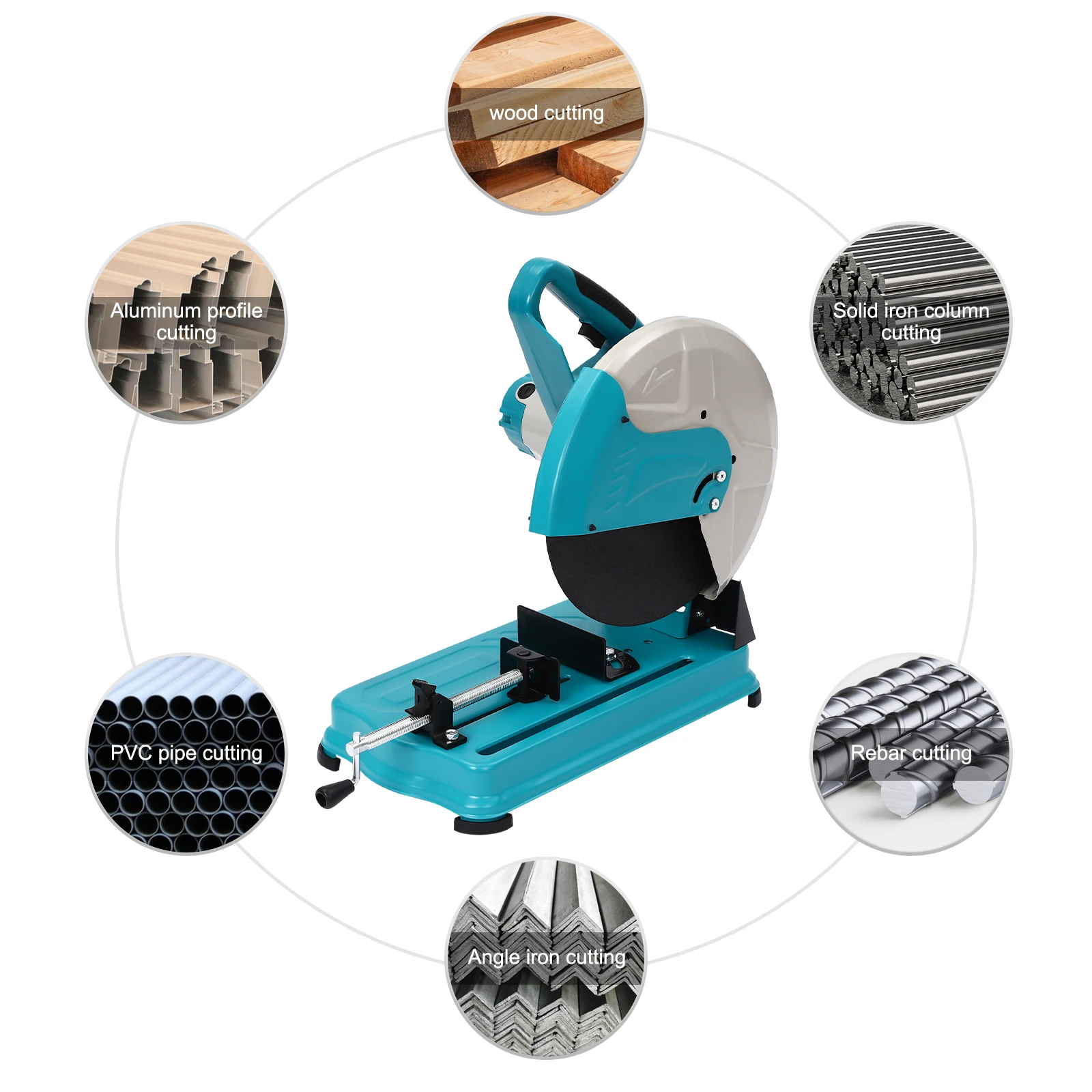 14 Zoll 2800 W Zahnrad-Stahlstangenschneidemaschine, Metalltrennmaschine, hochpräziser Motorstahl 355 mm, 50–60 Hz, 3800 U/min Image