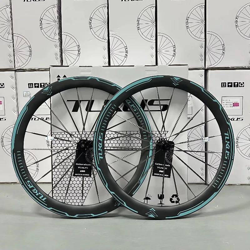 TUKUS Wave Futuristic Green Paint Rim RATCHET 36T Set di ruote per bici da strada Freno a disco Set di ruote da corsa su strada Set di ruote per bicicletta in carbonio