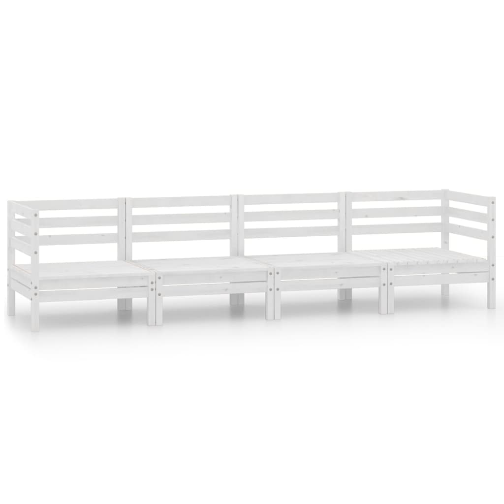 vidaXL 4-tlg. Garten-Lounge-Set Weiß Kiefer Massivholz Image