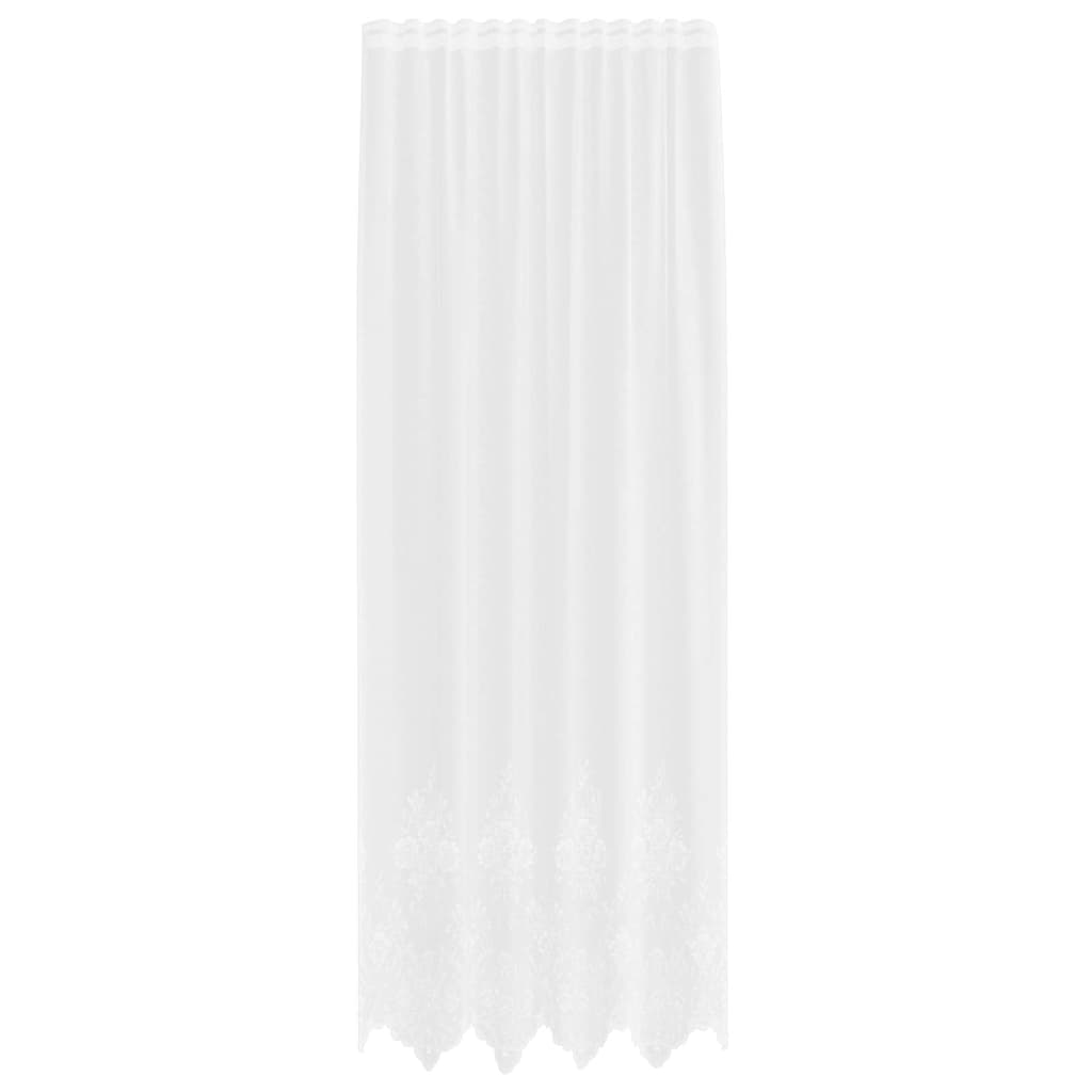 vidaXL Spitzenvorhang mit Vorhängen Floral Weiß 280 x 150 cm Polyester Image