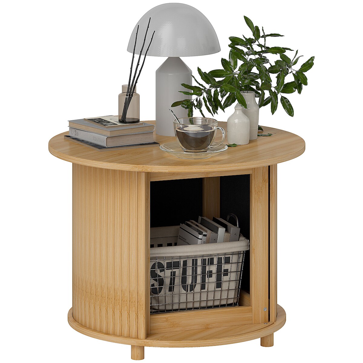 HOMCOM - Couchtisch - Ø60 x 45H cm - natur Image