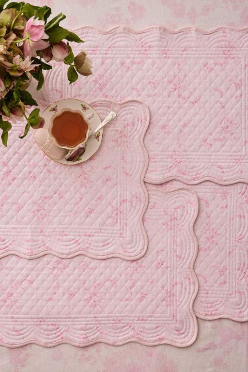 Vintage-Inspired Linen Place Mats For - Pink - LoveShackFancy Scarves