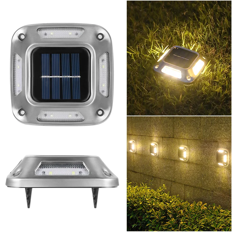 8 LED lumière solaire au sol lumière solaire étanche lumière chaude lampe de jardin solaire cour extérieures allée marqueur lumière