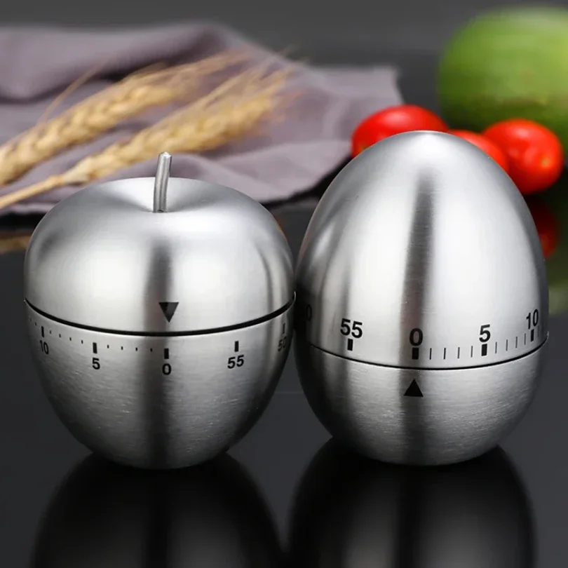Outils de cuisine minuterie de cuisine oeuf en acier inoxydable 60 Minutes alarme mécanique horloge comptage mignon minuterie d'oeuf de cuisine en gros