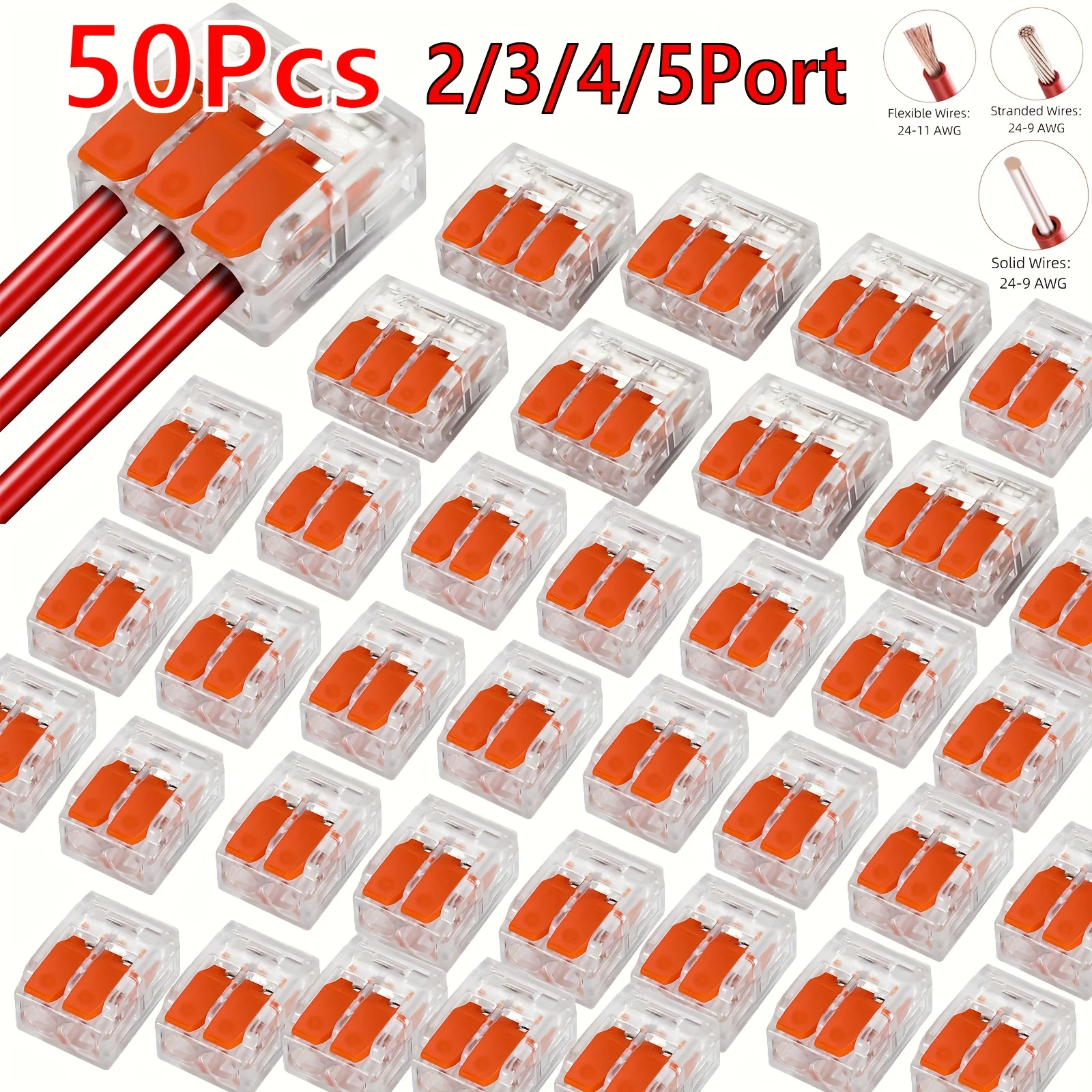 Universal Mehrfachanschlüsse orange Schnellsteckklemmen für Kabel bis 250 Volt und 32 Ampere kompakte und effiziente Lösung ideal für schnelle elektrische Verbindungen DIY Projekte Haushalts- und Image