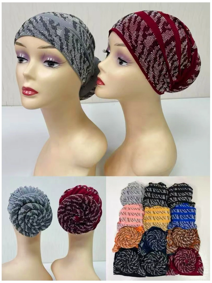 Großhandel 6/12 Dubai Stil Neue Hut Für Arabische Damen Kopf Abdeckung Afrikanischen Muslimischen Kopftuch Verwendet Für Gebet Aktivitäten Und Festivals Image