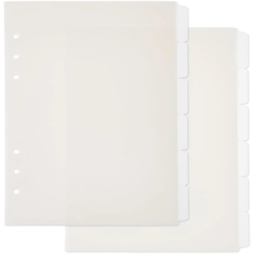 2 Sets 12 Blatt A5-Index-Ordner-Trennblätter, beige Kunststoff-Ordner-Trennblätter mit 6 Laschen, A5-Registerseiten, 6-Loch-Ring-Indexseite Image