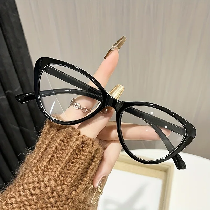 Modische Katzenaugen-Damenbrille mit flachen Gläsern, modisch, geeignet für die tägliche Kleidung und Straßenfotografie Image