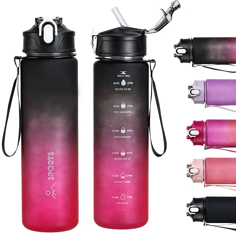 A Large-Capacity 800ml Sports Water Bottle with Straw, Suitable for Sports, Outdoor Activities, Portable, Ideal for Fitness, Camping, Travel, with Scale, Car-Mounted, and Bicycle Water Bottle